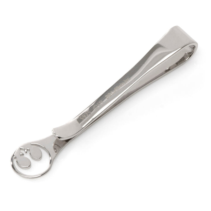 Star Wars Rebel Alliance Crest Cutout Sterling Silver Tie Bar featuring a Rebel Alliance crest cutout at the end.