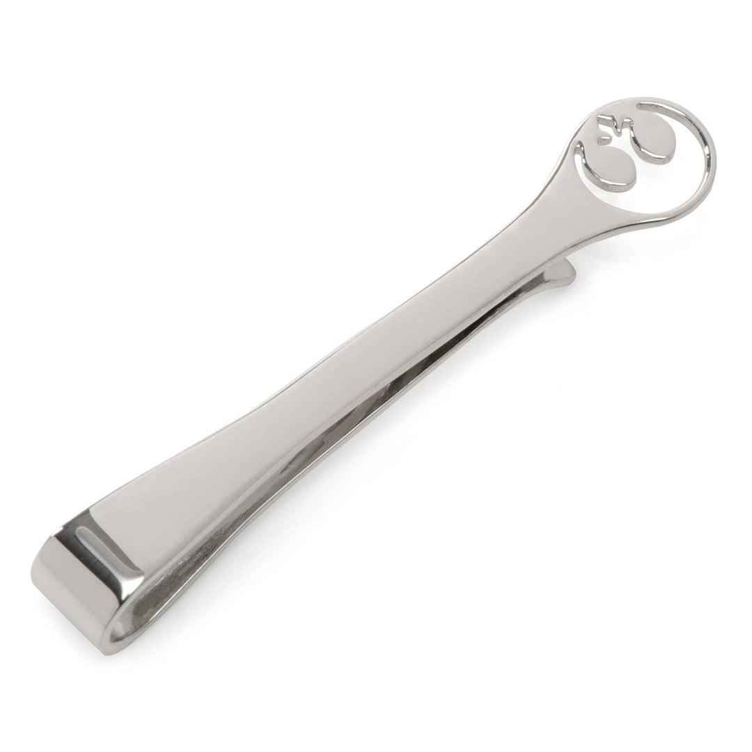Star Wars Rebel Alliance Crest Cutout Sterling Silver Tie Bar featuring a Rebel Alliance crest cutout at the end.
