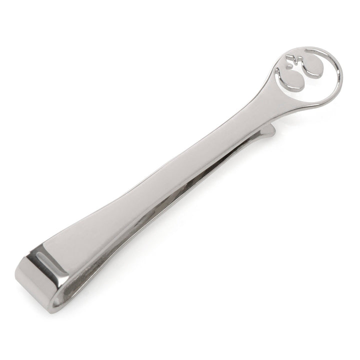 Star Wars Rebel Alliance Crest Cutout Sterling Silver Tie Bar featuring a Rebel Alliance crest cutout at the end.