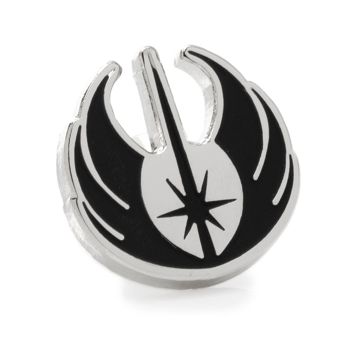 Silver and black metal Jedi Order symbol lapel pin from the Star Wars Obi-Wan Kenobi Gray Socks and Lapel Pin Gift Set.