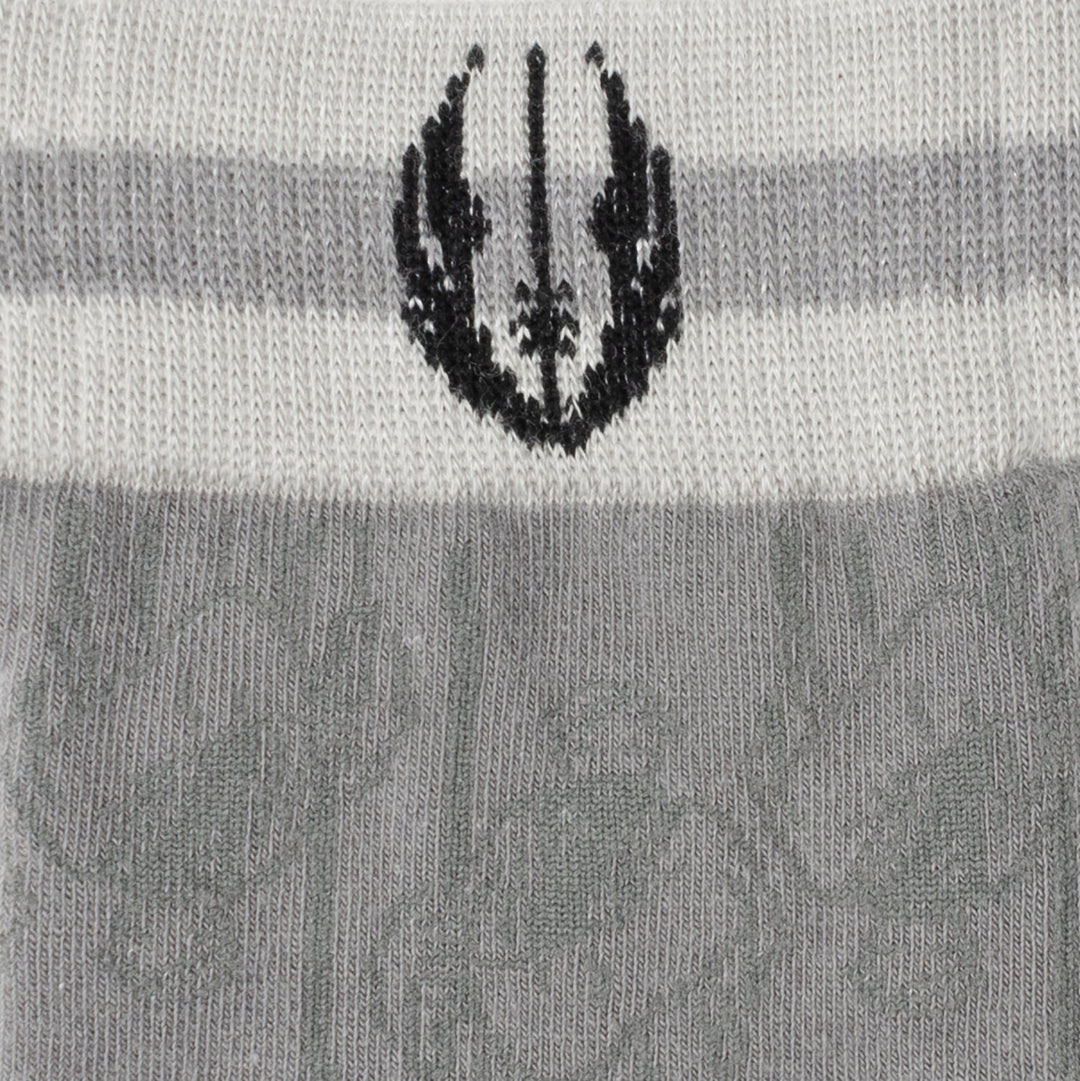 Gray Star Wars Obi-Wan Kenobi Gray Socks and Lapel Pin Gift Set featuring patterned socks with a black Jedi Order symbol.