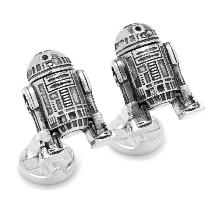 Star Wars R2-D2 3D Cufflinks shaped like the iconic silver-toned metallic droid.