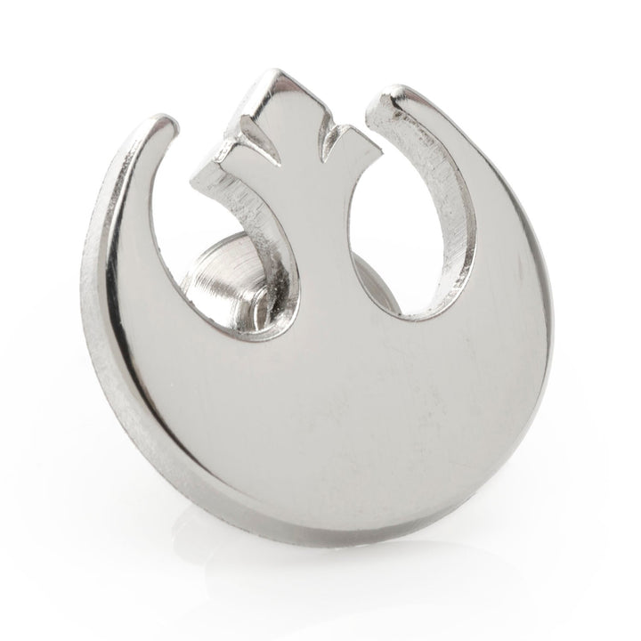 A silver-toned metal lapel pin from the Star Wars Rebel Alliance Dress Socks and Lapel Pin Gift Set, shaped like the Rebel Alliance starbird symbol.