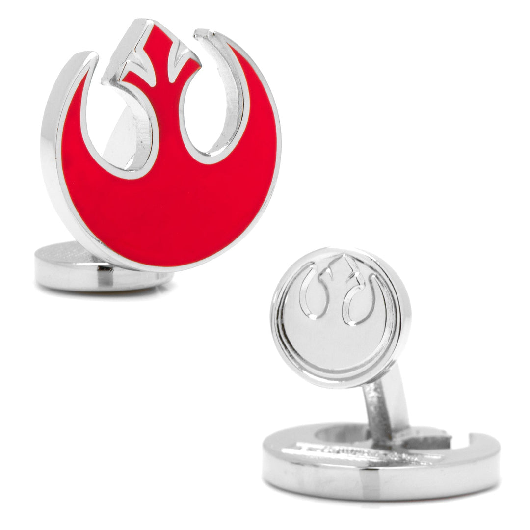 Silver-toned Star Wars Rebel Alliance Starbird Crest Red Cufflinks featuring the red Rebel Alliance Starbird symbol in enamel.