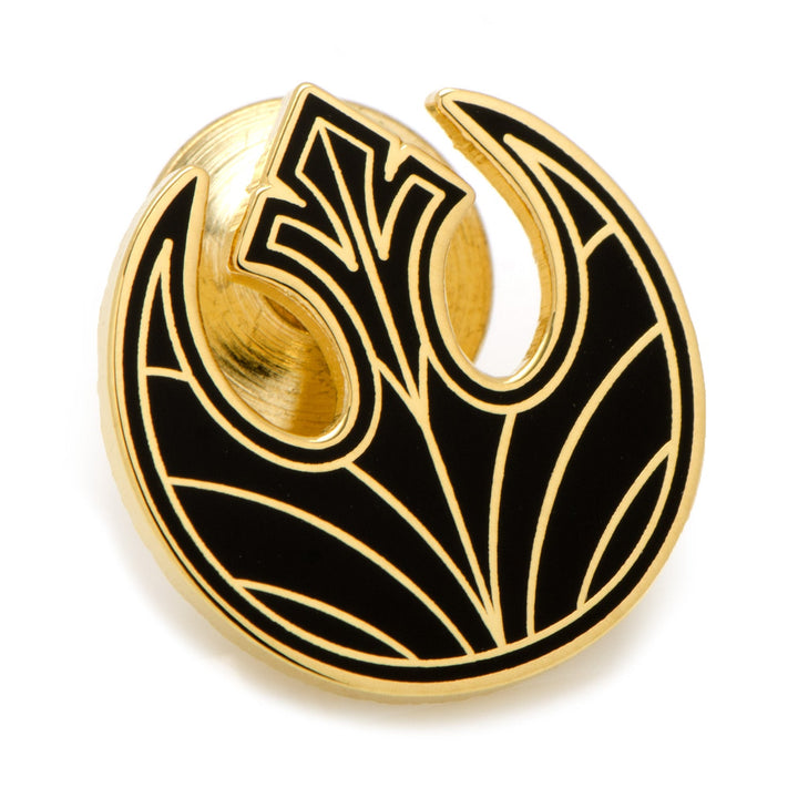 Gold and black metal Star Wars Rebel Alliance Starbird Crest Gold Lapel Pin featuring the classic Resistance icon.