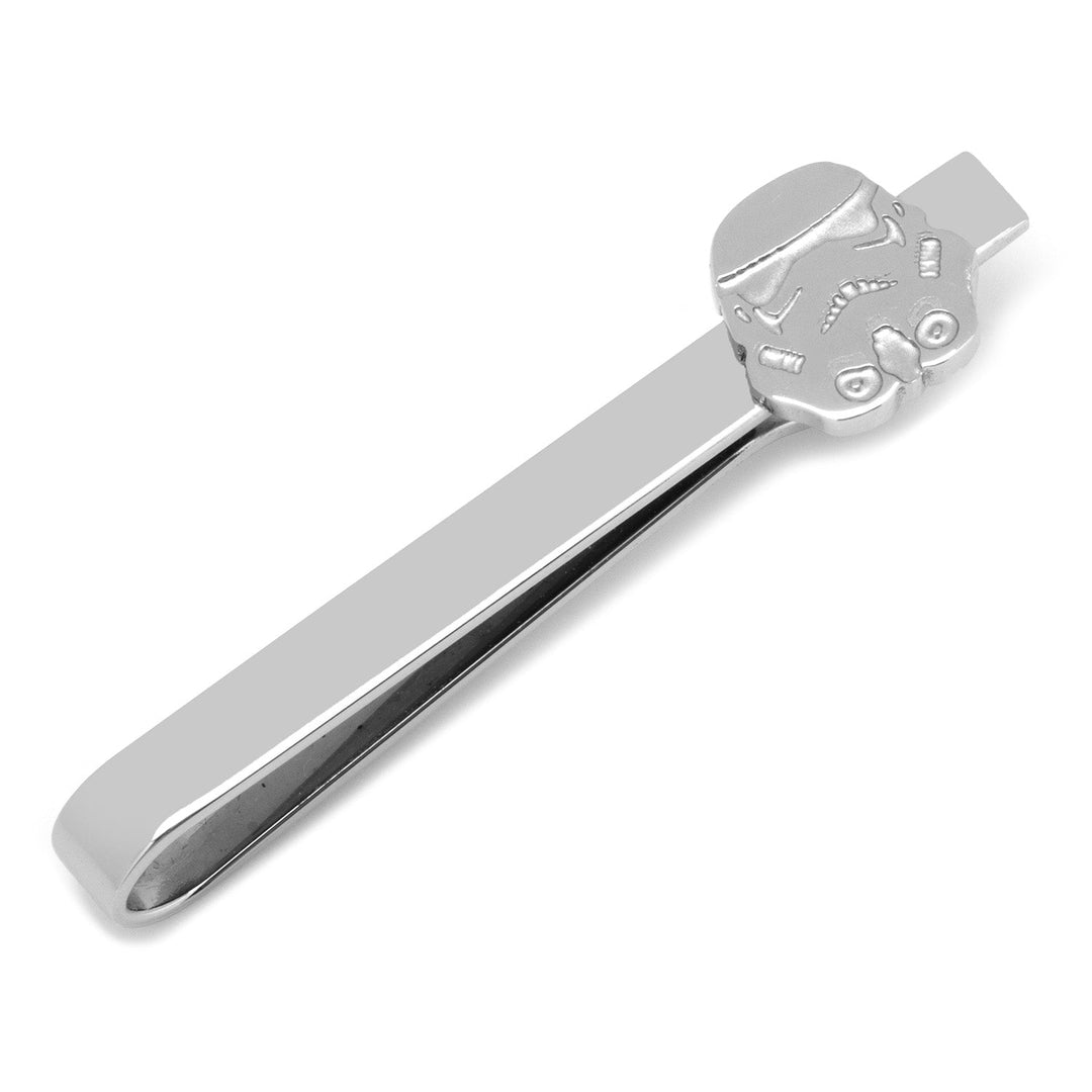 A stainless steel Star Wars Stormtrooper Stainless Steel Tie Bar featuring a stormtrooper helmet design.