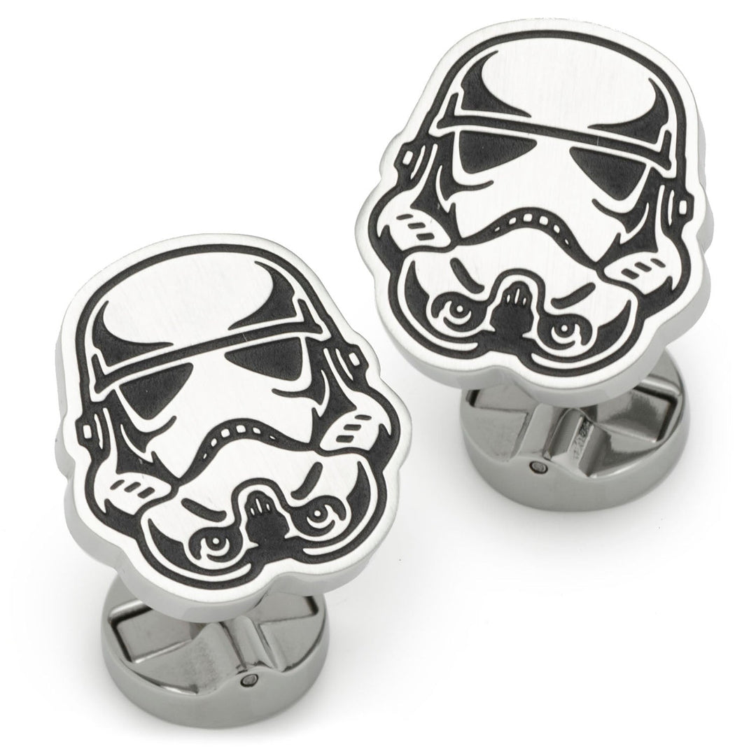 Star Wars Stormtrooper Stainless Steel Cufflinks shaped like silver-toned helmets.
