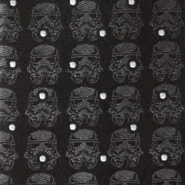 Star Wars Stormtrooper Dotted Black Tie featuring a repeating pattern of helmets interspersed with small white dots.