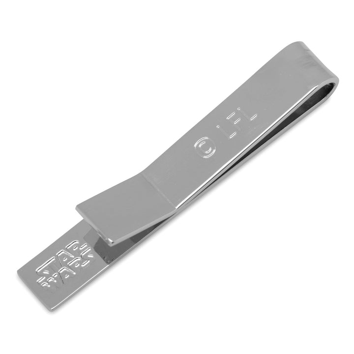 Silver-tone metal Star Wars Yoda “There Is No Try” Tie Bar with a Star Wars logo and “© LFL” engraved on the surface.