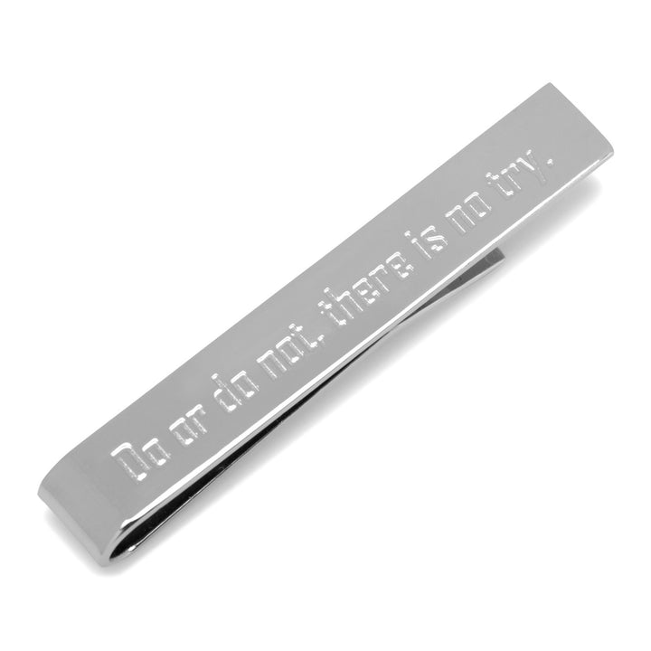 Silver metal Star Wars Yoda “There Is No Try” Tie Bar engraved with the quote: “Do or do not. There is no try.”