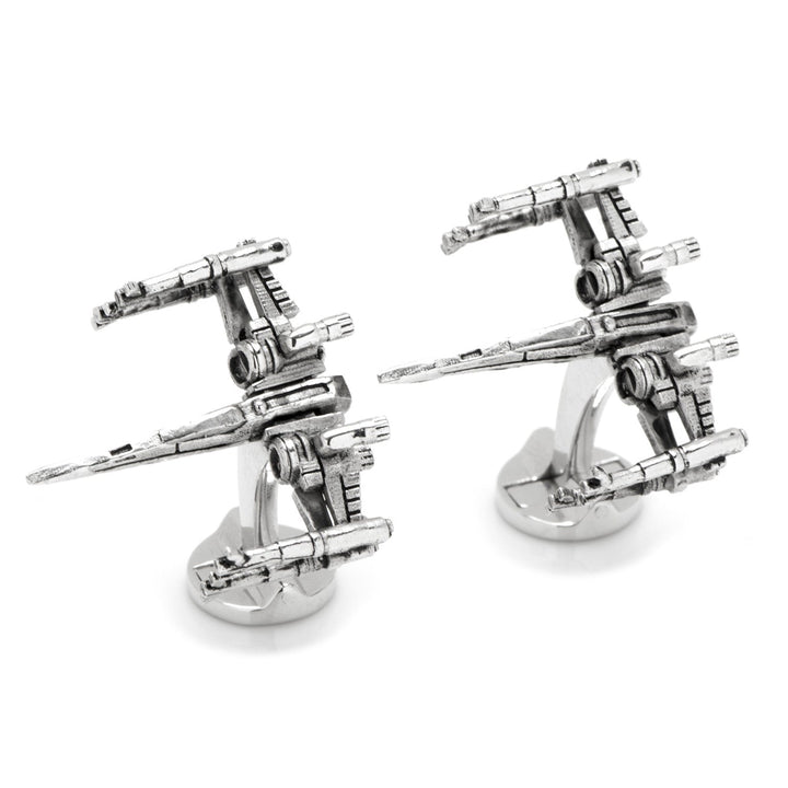 Two silver-toned Star Wars X-Wing 3D Cufflinks.