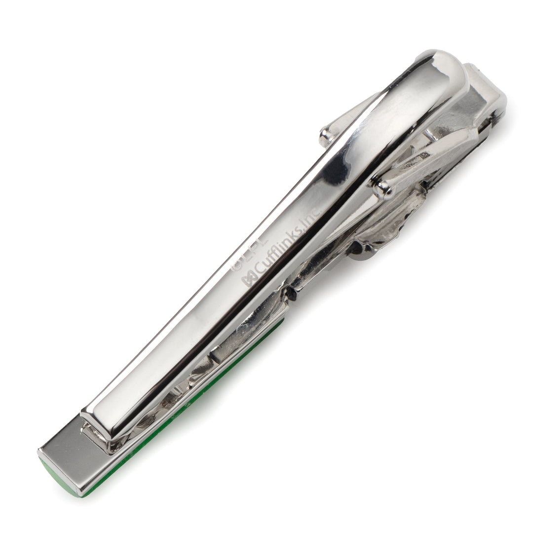 Silver-toned Star Wars Yoda LIGHTSABER Tie Clip shaped like a lightsaber with a green accent on the handle.