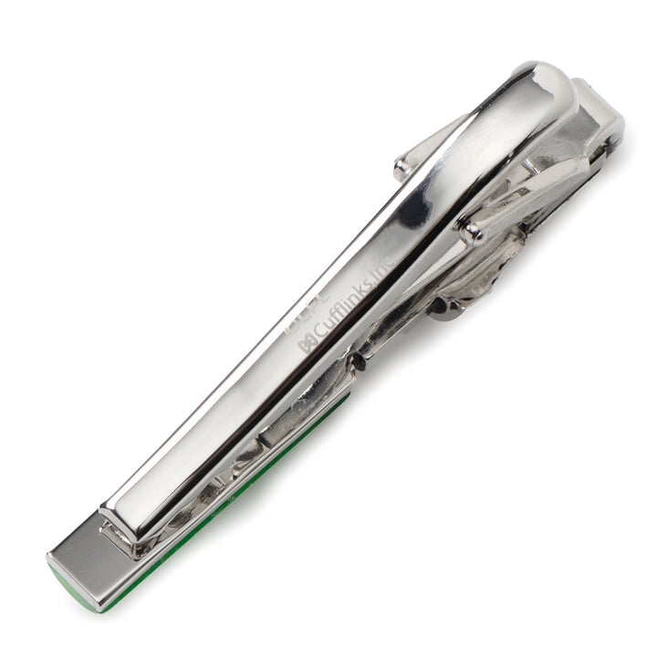 Silver-toned Star Wars Yoda LIGHTSABER Tie Clip shaped like a lightsaber with a green accent on the handle.