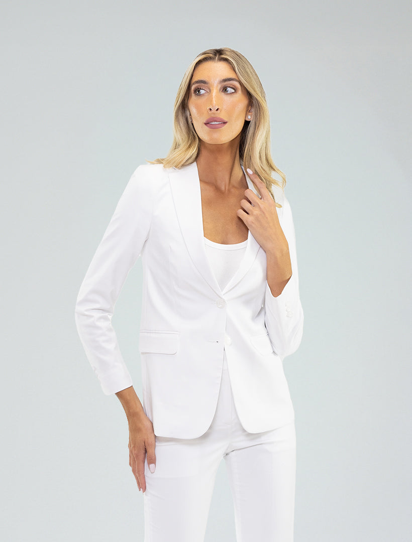 white dress suit for ladies Selena blazer in Ivory rehearsal dinner Women's White Suit | Kennedy