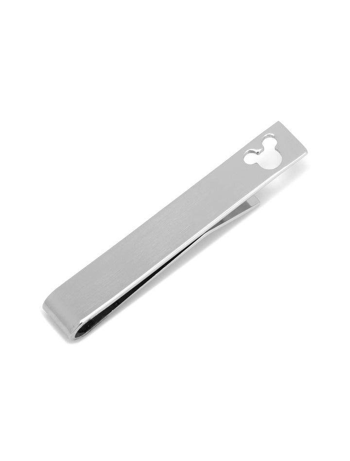 Disney Mickey Mouse Cutout Tie Bar in silver-tone metal featuring a Mickey Mouse silhouette cutout at one end.