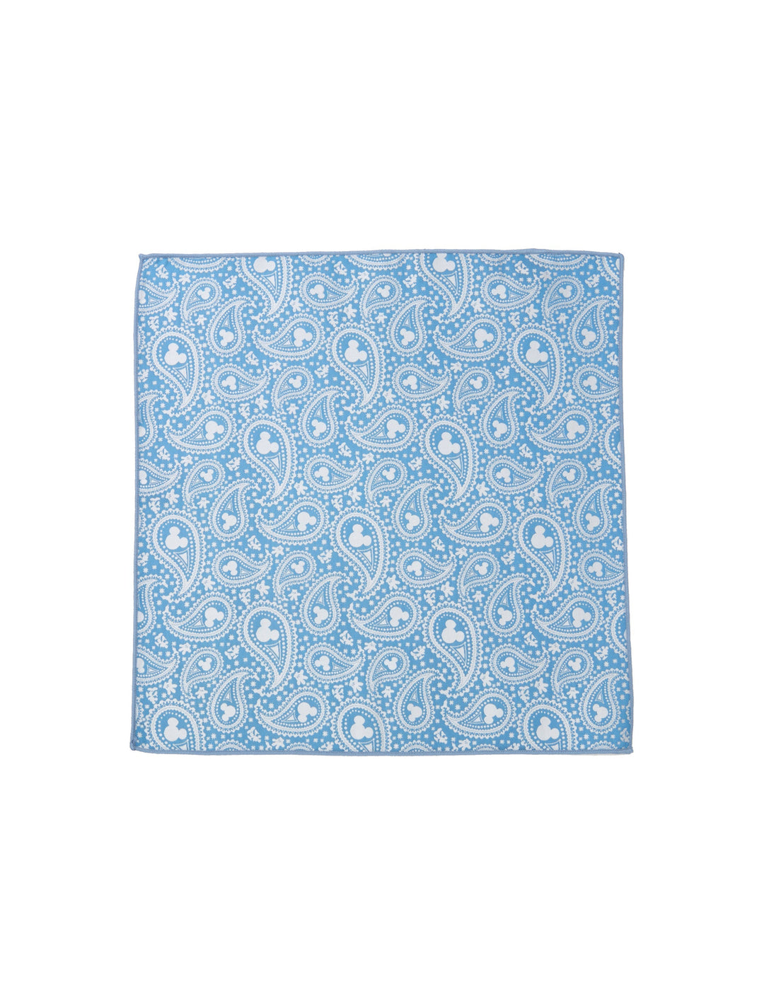 Disney Mickey Mouse Paisley Teal Pocket Square in teal silk featuring a white paisley pattern with subtle Mickey Mouse silhouettes.