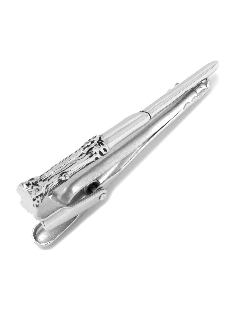 Silver Harry Potter Wand Tie Clip shaped like a wooden wand.