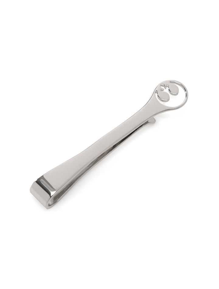 Star Wars Rebel Alliance Crest Cutout Sterling Silver Tie Bar featuring the Rebel Alliance starbird symbol as a cutout at the end.