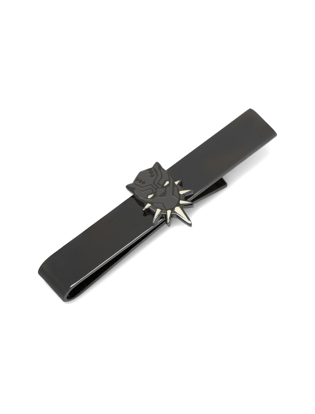 Marvel Black Panther Tie Bar featuring a silver mask emblem with a spiked necklace detail.