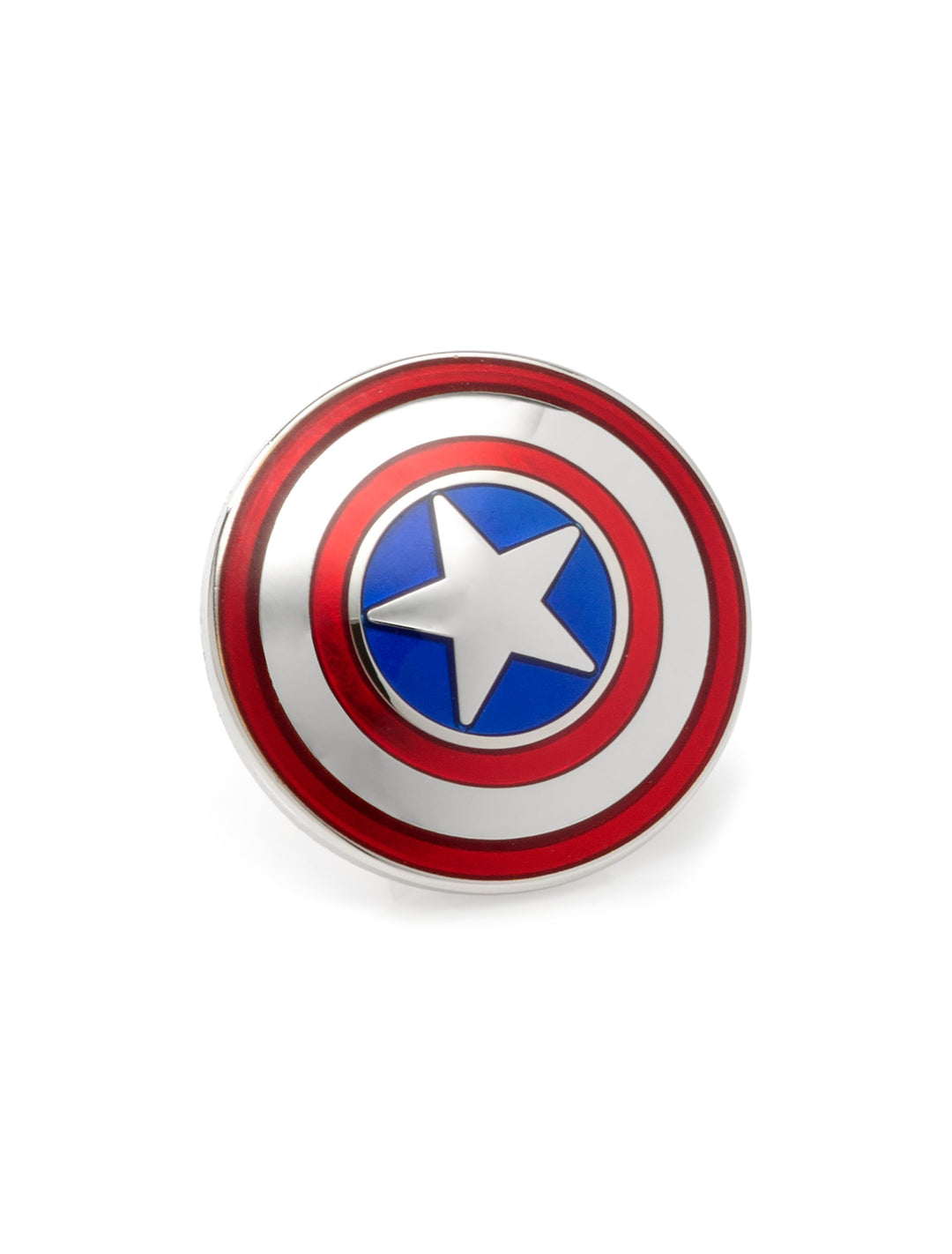 Marvel Captain America Lapel Pin featuring a round, red, white, and blue shield design with a star in the center.