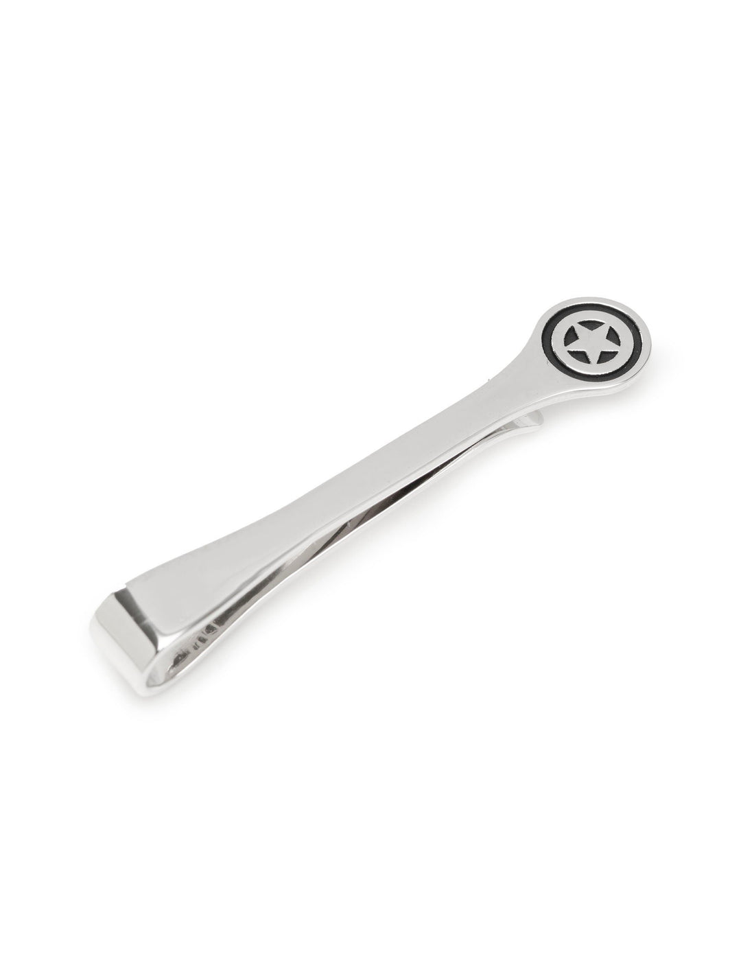 Marvel Captain America Sterling Silver Tie Bar featuring a circular emblem with a star at one end.