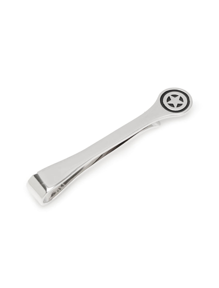 Marvel Captain America Sterling Silver Tie Bar featuring a circular emblem with a star at one end.