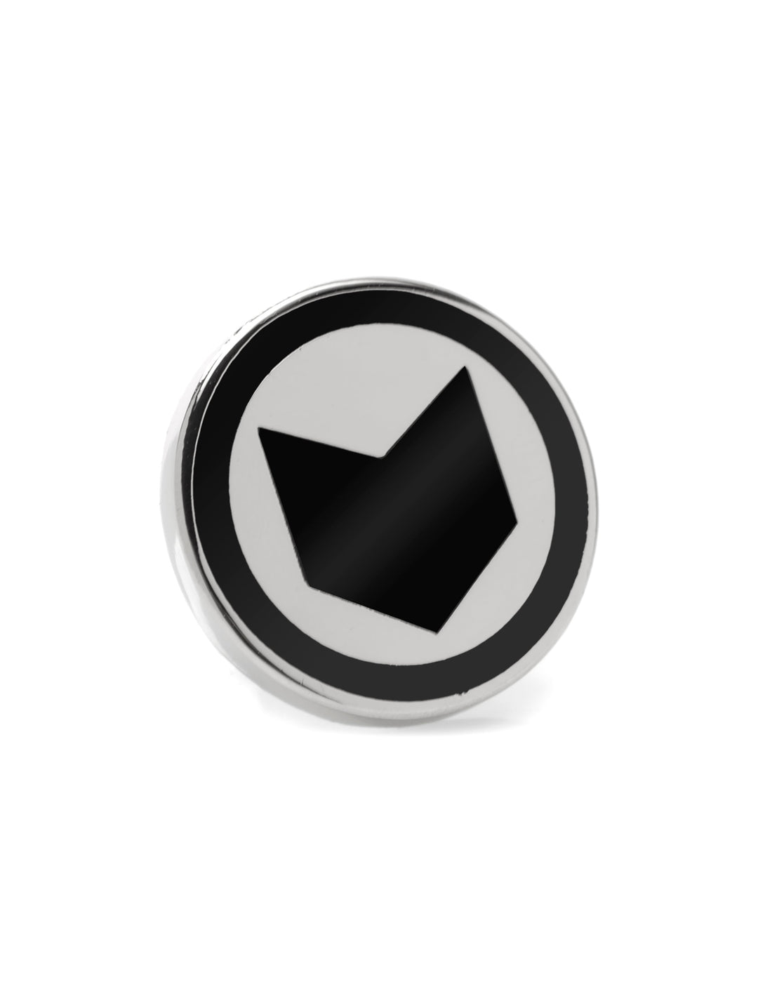 Marvel Hawkeye Lapel Pin featuring a black arrowhead shape centered within a black circular border.