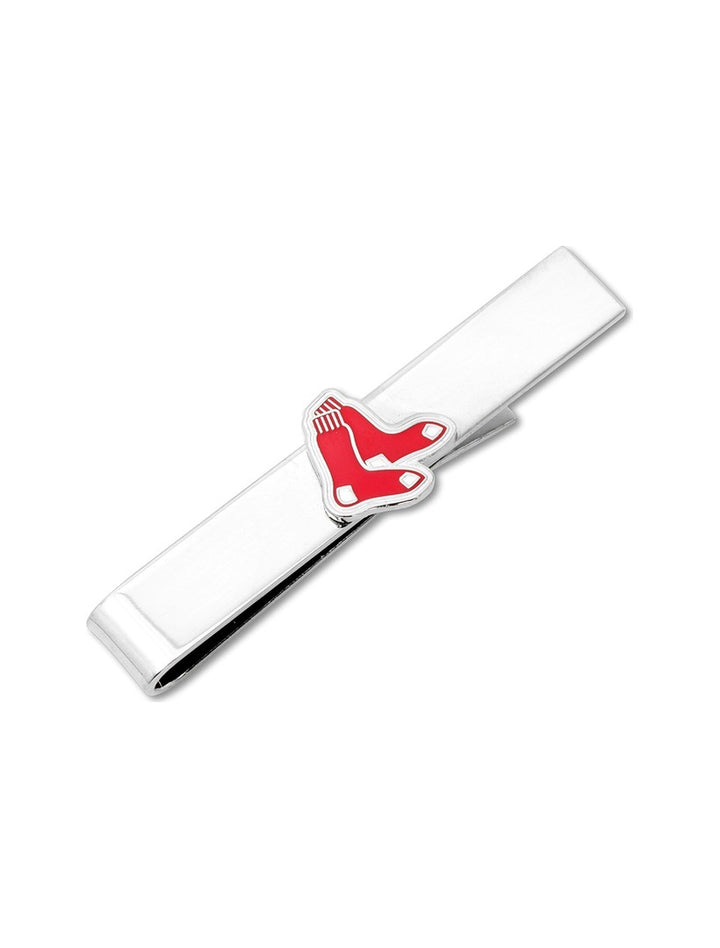 Silver-tone MLB Boston Red Sox Tie Bar featuring a red sock emblem.