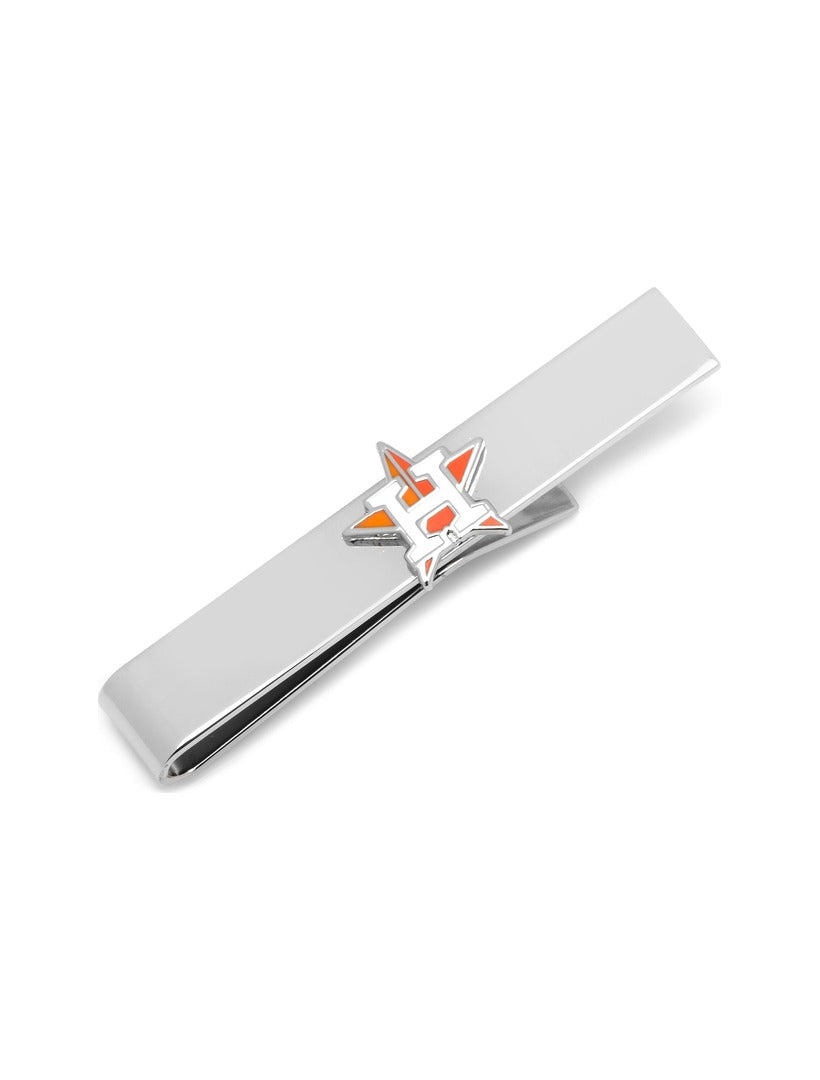 MLB Houston Astros Tie Bar in silver-toned metal featuring the team’s orange and white logo.