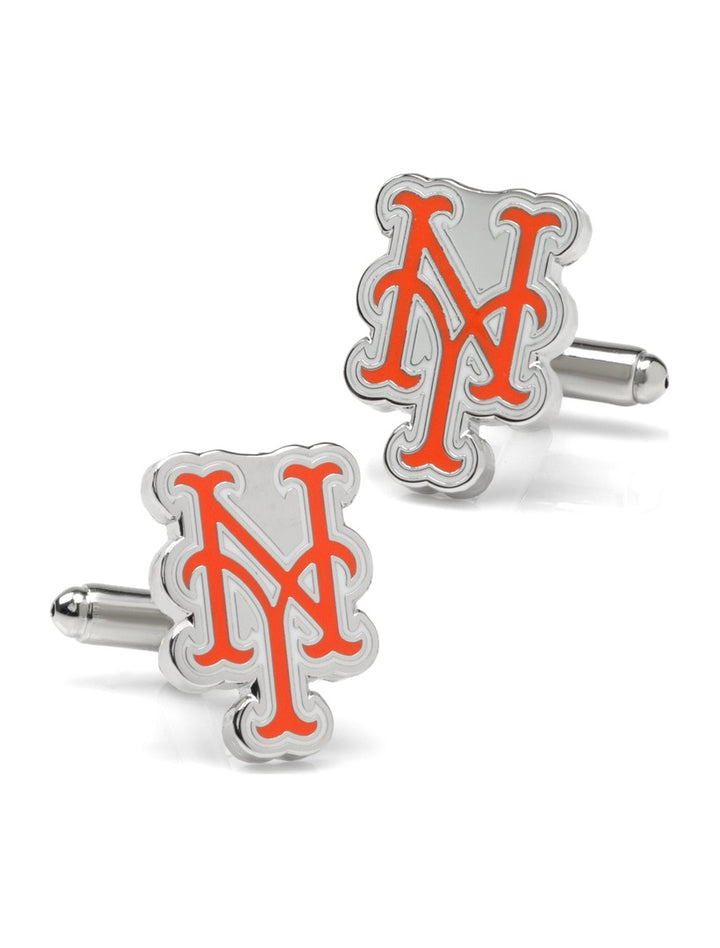 MLB New York Mets Silver Cufflinks featuring the orange team logo.