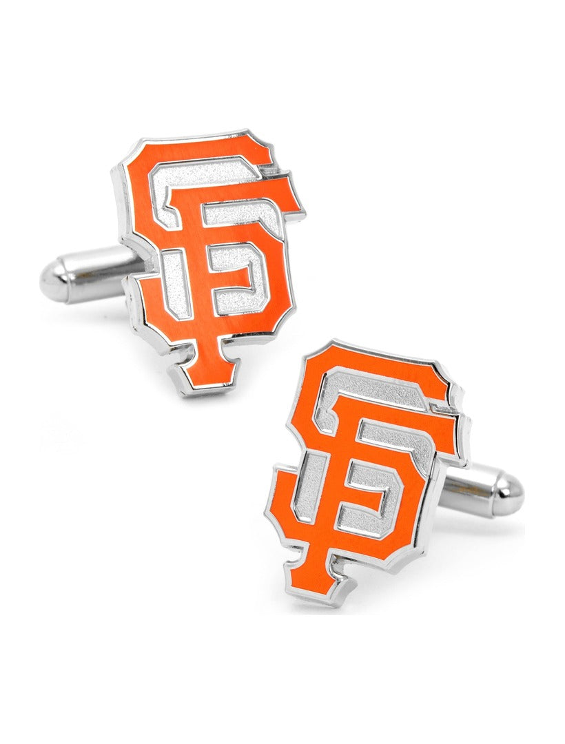 Pair of silver-tone MLB San Francisco Giants Cufflinks featuring the team’s orange and silver logo.