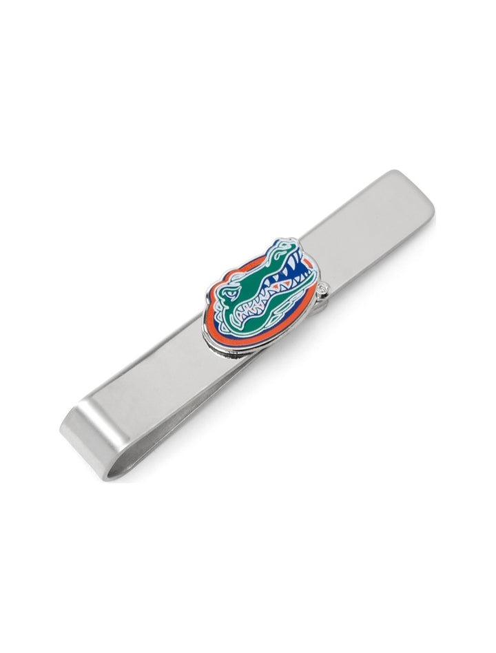 NCAA University of Florida Gators tie bar in silver-tone metal featuring an enameled alligator logo.