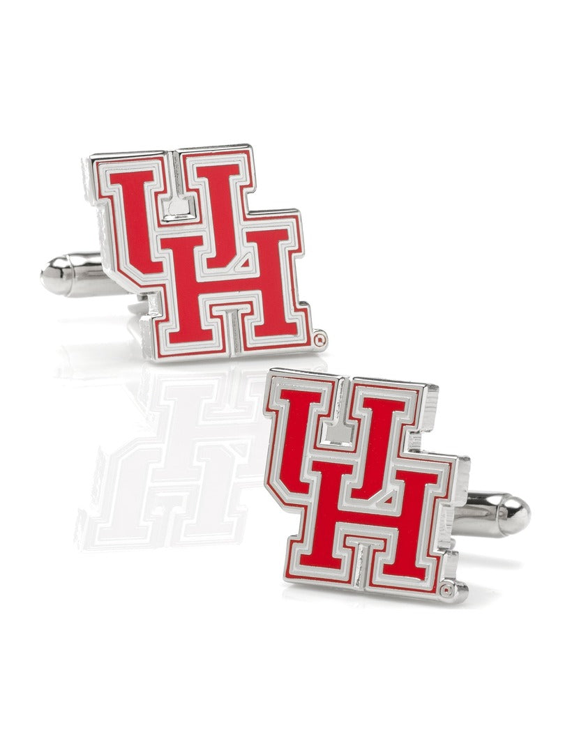 Silver NCAA University of Houston Cufflinks featuring the red and white collegiate team logo.