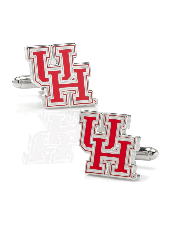 Silver NCAA University of Houston Cufflinks featuring the red and white collegiate team logo.