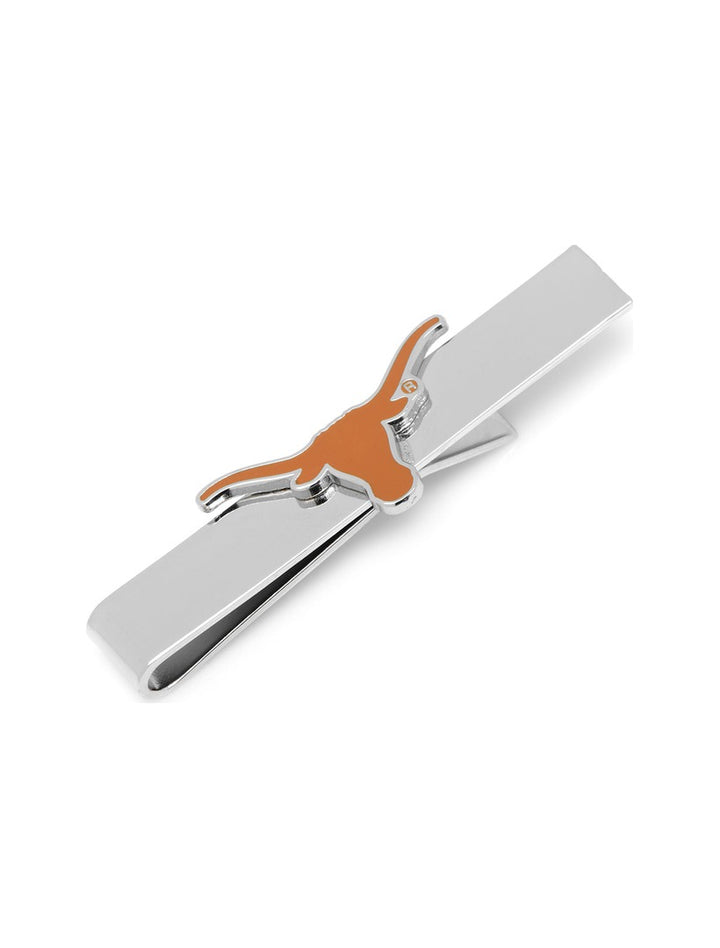 Silver NCAA University of Texas Longhorns Tie Bar featuring an orange longhorn steer logo.
