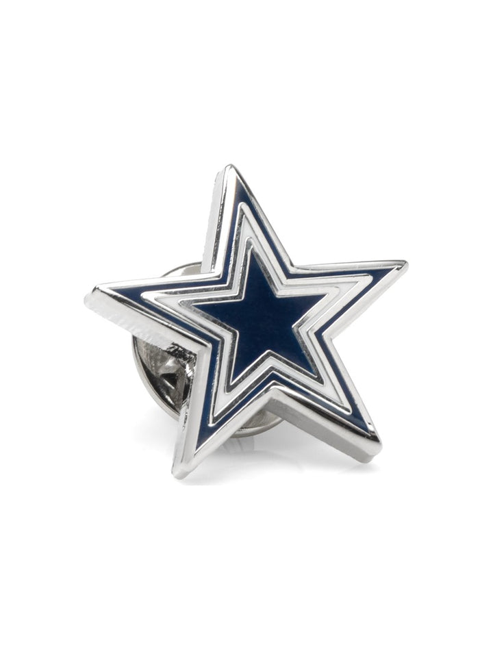 A blue and silver five-pointed star NFL Dallas Cowboys Lapel Pin.
