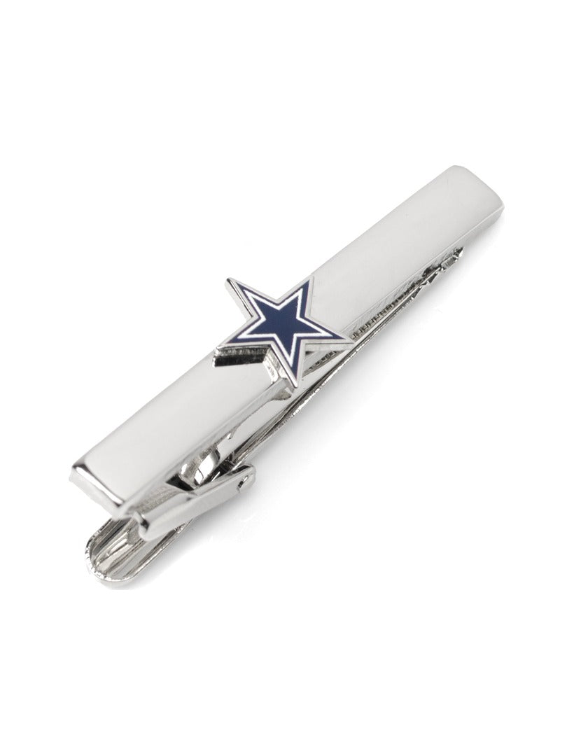 Silver-toned metal NFL Dallas Cowboys Tie Clip featuring a blue and white star emblem.