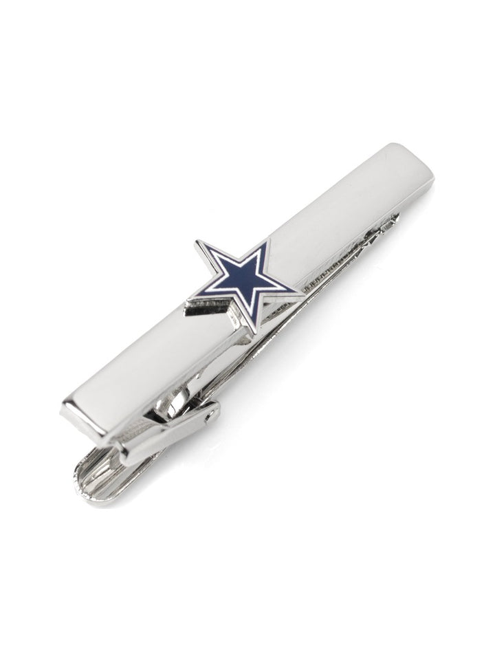 Silver-toned metal NFL Dallas Cowboys Tie Clip featuring a blue and white star emblem.