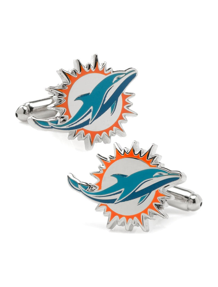 Pair of NFL Miami Dolphins Cufflinks featuring the team logo.