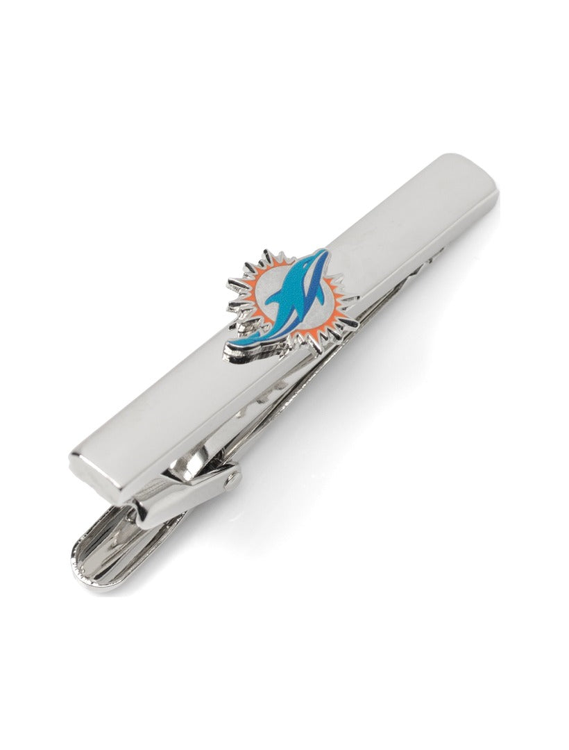Silver-plated NFL Miami Dolphins Tie Clip featuring the team logo.