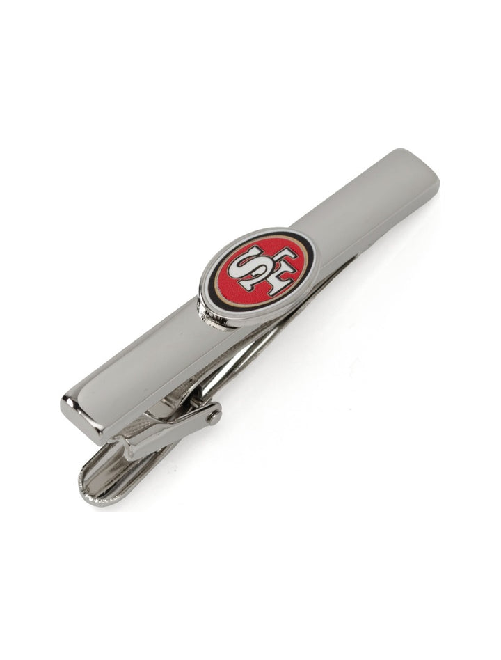 NFL San Francisco 49ers Tie Clip made of silver-tone metal featuring the team’s red and gold logo.