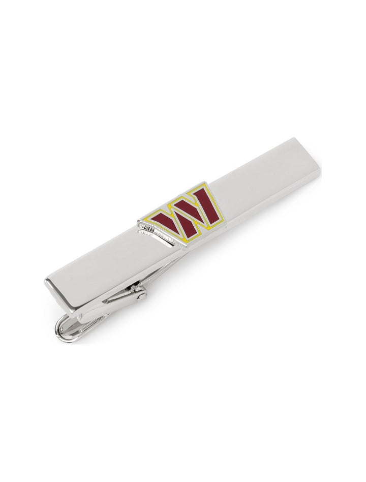 Silver-tone NFL Washington Commanders Tie Clip featuring a maroon and gold “W” logo.