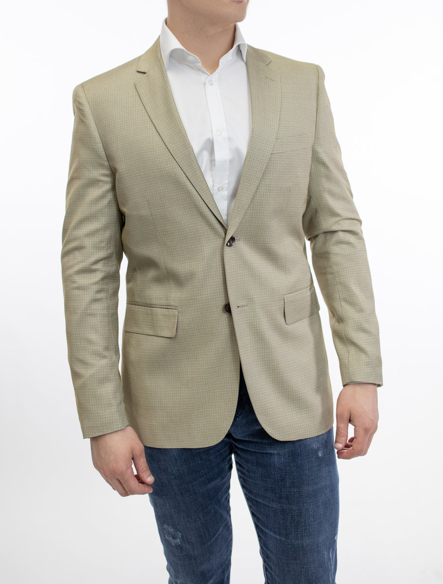 FUBU Slim Fit Beige Graph Check Sport Jacket – Karako Suits