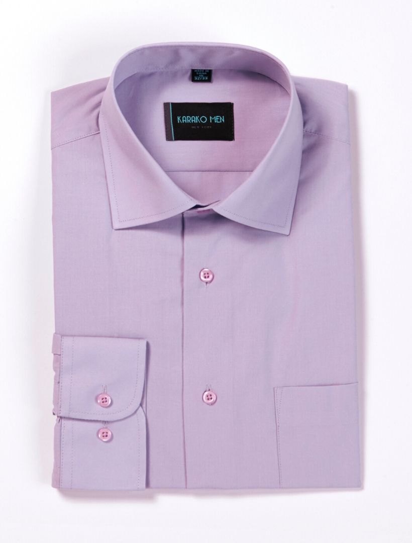 Karako Men Lavender Modern Fit Dress Shirt - Front View