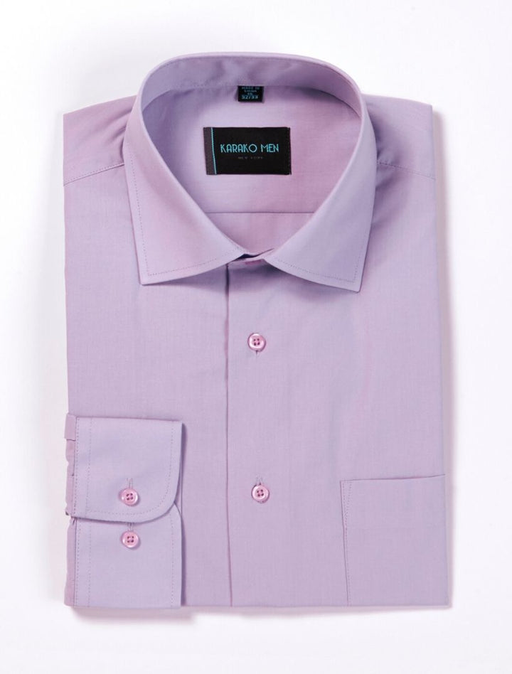 Karako Men Lavender Modern Fit Dress Shirt - Front View