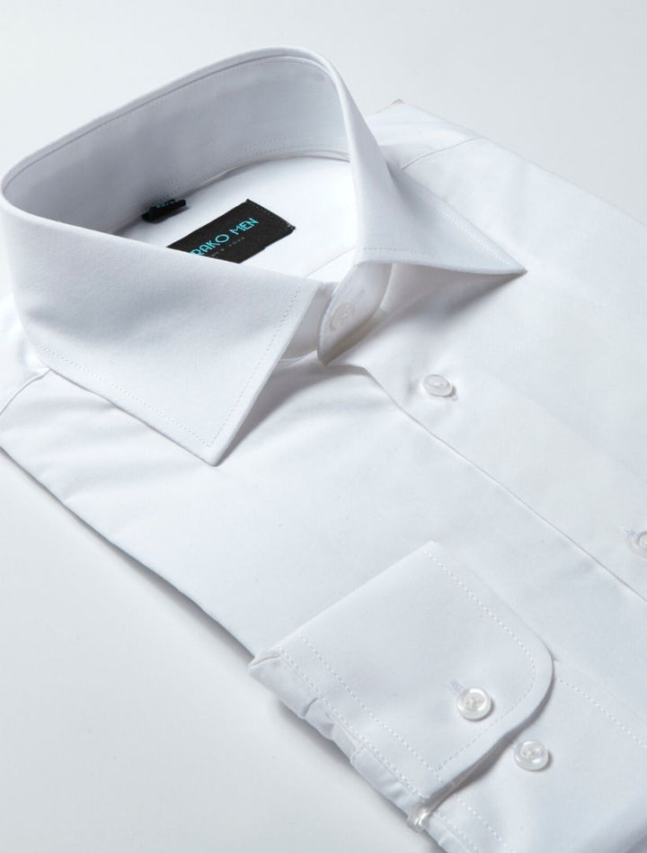 Karako Men White Modern Fit Dress Shirt - Side View