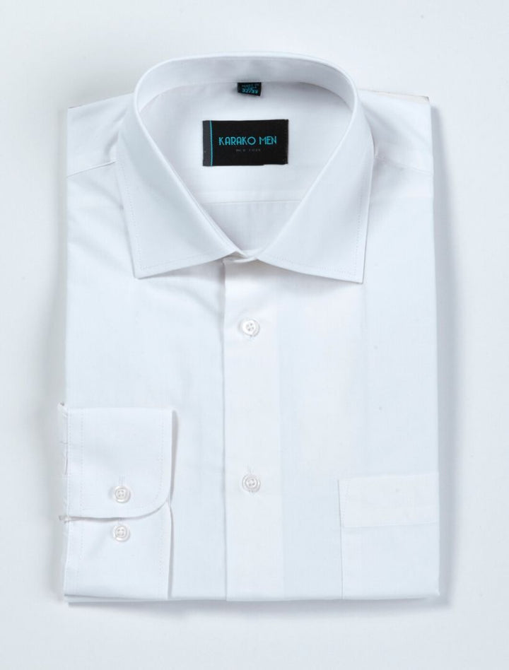 Karako Men White Modern Fit Dress Shirt - Front View