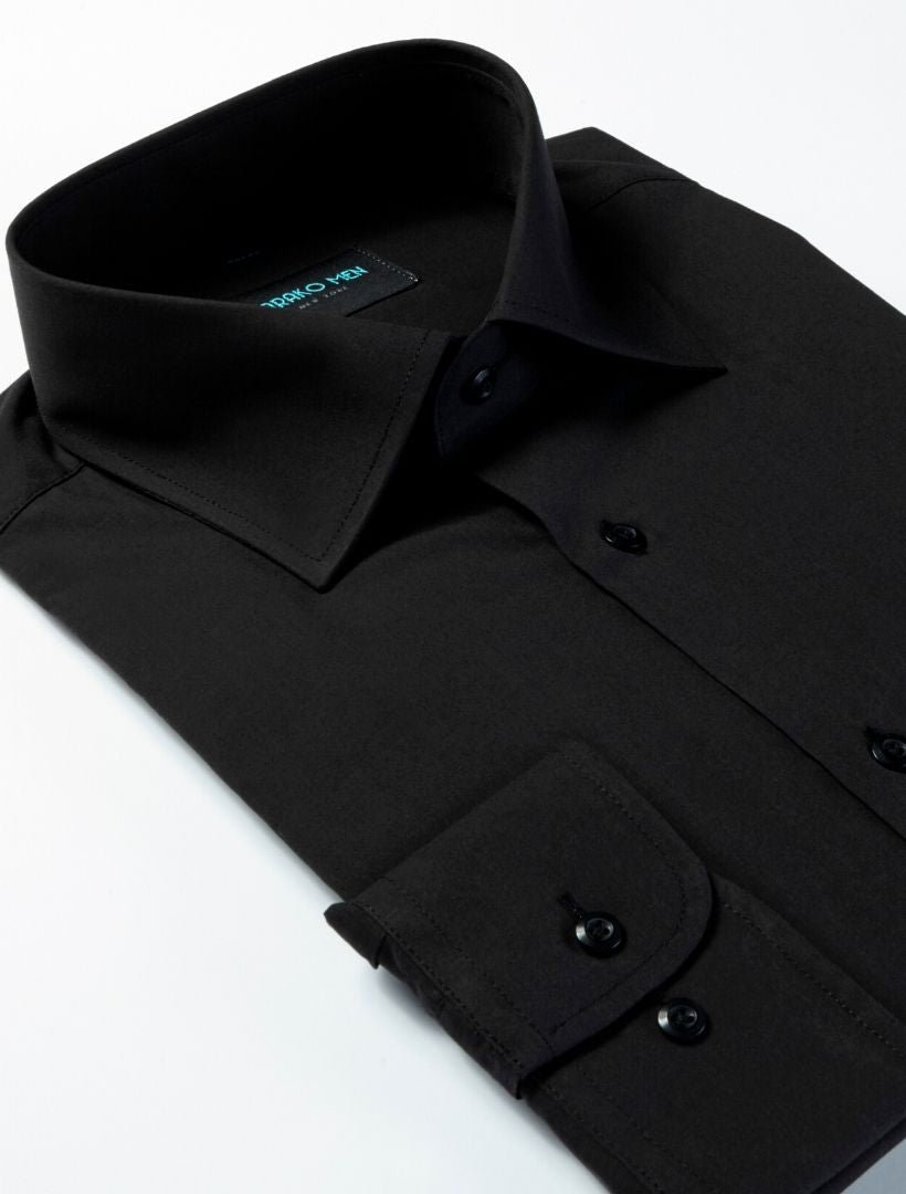 Karako Men Black Dress Shirt Slim / 16.5" Neck 34/35" Sleeve Karako Men Black Dress Shirt Slim / 16.5" Neck 34/35" Sleeve